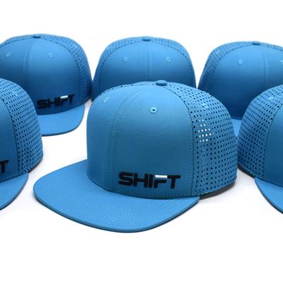 China JOINT Custom Logo Solid Color Laser Drilling Snapback Hat With Laser Holes for sale