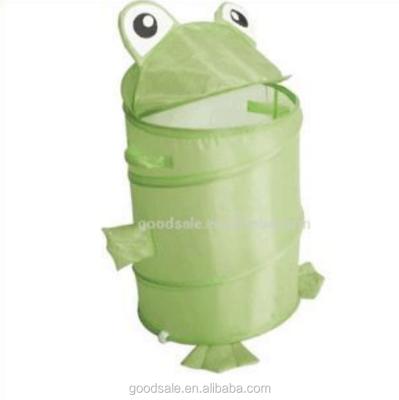 China Eco-friendly Durable Laundry Hamper Bag Cartoon Pop Up Frogs Laundry Hamper Folding Laundry Bag for sale