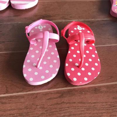 China Unique Deodorization Toddler Summer Beach PE PVC Strap Solid Color Pink Printed Design Flip Flops Kids Sandals for sale