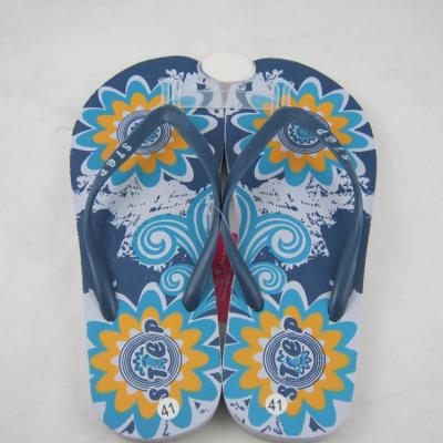 China Deodorization Design Summer Beach Slipper Sandal Silk Hot Transfer Printed Flip Flop for sale