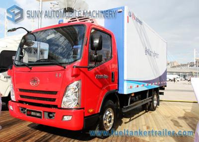 China FAW 5000KG Refrigerator Van Truck Red Sea Food Transport Truck for sale