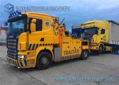 China Yellow Scania 16 Ton Wrecker Tow Truck 6 Ton Side Puller Wireless Remote Control Boom for sale