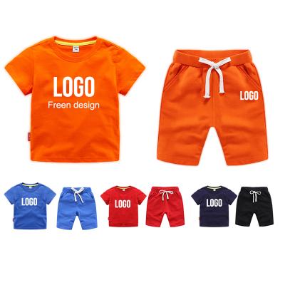 China Custom Solid Color Summer Casual High Quality Jogger Cotton Girls 2 Pieces Baby Boy Sets Children Clothing Kids Clothing Sets 2021 for sale