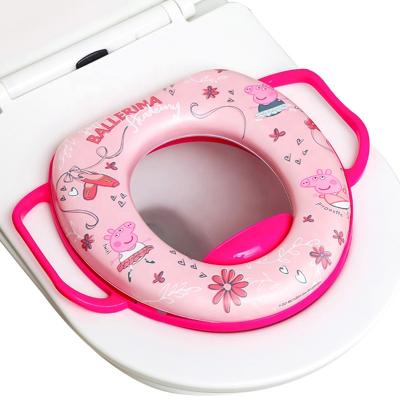 China Baby Toddler Travel Plastic Kids Toilet Seats Children Soft Padded Print Toilet Seat Handle Kids Potty Training Seat Cover for sale