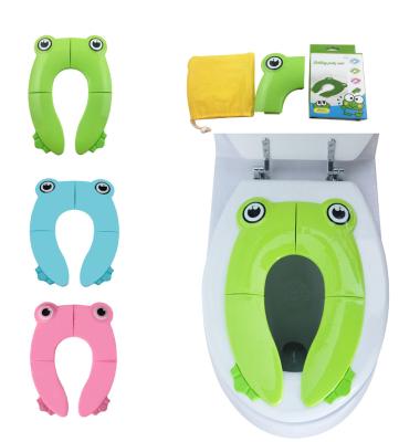 China Eco-freindly Cute Big Eyes Frog Travel Cushion Pointed Folding Padded Kids Toilet Seat for sale