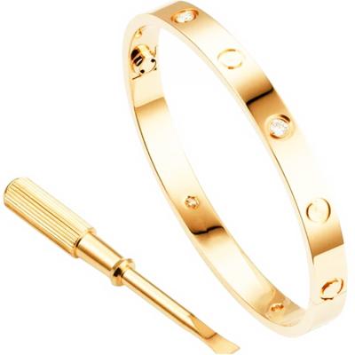 China TRENDY 316L Stainless Steel Zircon Bracelets Women Men Couple Gold Plated Love Bracelets Jewelry With Screwdriver for sale