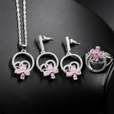 China CLASSIC Gold Kids Jewelry Set 18k White Gold Plated Earrings Ring Necklace Pendant for sale