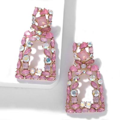 China New 2021 CLASSIC Style Square Earrings Women's Crystal Drop Earrings Statement Geometric Jewelry for sale