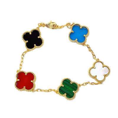 China Wholesale CLASSIC Women VCA Lucky Four Leaf Clover Stainless Steel Chain Bracelet Gold Plated High Quality Bracelet Jewelry for sale