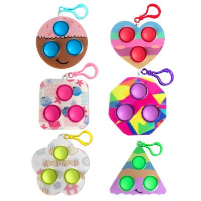 China Hot Sale Geometric Jumping Bubble Pusher Stress Relief Worry Stress Silicone Key Chain Office\Garden\Home\School For Kids Adults for sale