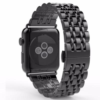 China Low MOQ 38mm/42mm Stainless Steel Metal Seven Bead Watch Band For Apple Watch for sale