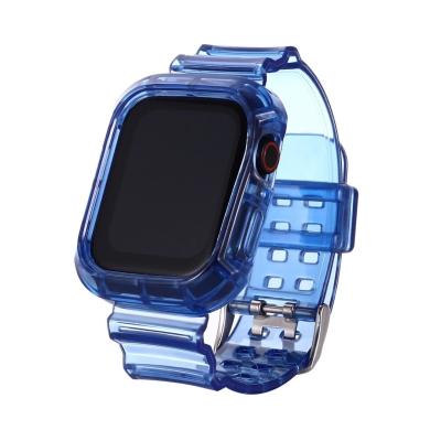 China Soft rubber / tpu sport colored clear TPU 42mm watch strap with cover for apple watch straps 44mm watch band for sale