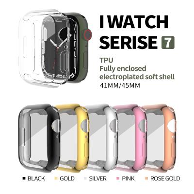 China TPU case for apple watch series 7 41mm 45mm .electroplating TPU inclusive watch protective sleeve for iwatch 7 41mm 45mm case for sale