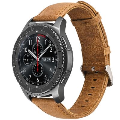 China Fanshion High Quality Genuine Leather Strap Belt Watch Band Compatible For Samsung Galaxy Watch 46mm Band for sale