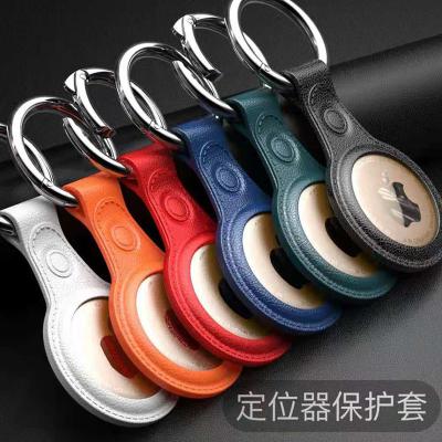 China Anti-drop For Apple AirTag Sleeve Protective Leather Case Tracker Key Chain Airtags Buckle Artificial Leather Anti-Lost Case for sale