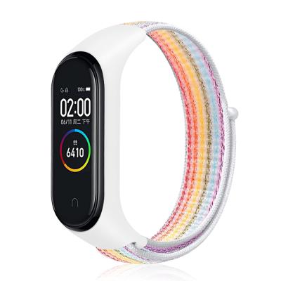 China Water Resistant Nylon Strap For Xiaomi MI Band 5 NFC Smart Watch Band Replacement For m4 Smart Watch Band Colorful Strap for sale