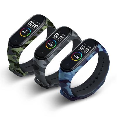 China Water Resistant Silicone Watch Band For MI Band 5 Smart Watch 4 3 For Xiaomi MI Band Watch Sports Camouflage Smart Strap for sale