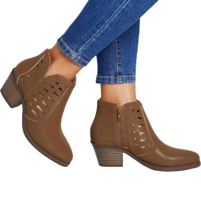 China Fashion Trend Spring and Autumn New Fashion Women's Shoes and Women's Short Boots with 2 Sides Hollowed Out for sale