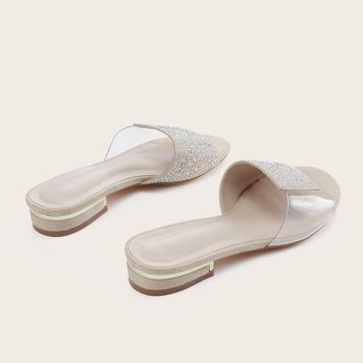 China Fashion trend ladies slippers Diamond Accessories One Line Slippers can be customized for sale