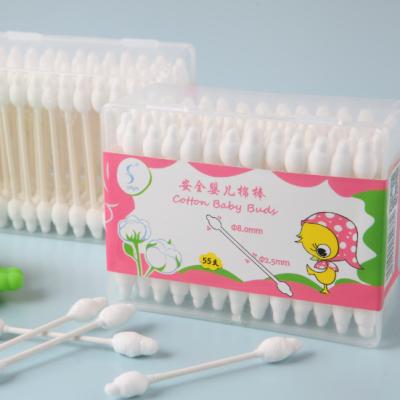 China Two Head Cotton Stitch 9038 Jinhulu 55pcs Stick Baby Care Cotton Swab Sterile Paper Bud for sale