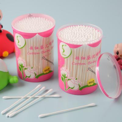 China Round boxes of cotton + 200 extra-fine cotton paper stick baby paper swabs cotton bud for sale