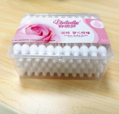 China Cotton+Paper 4002 dot jinhulu 55pcs bud in pp box baby ear cleaning cotton swab safty bud for sale