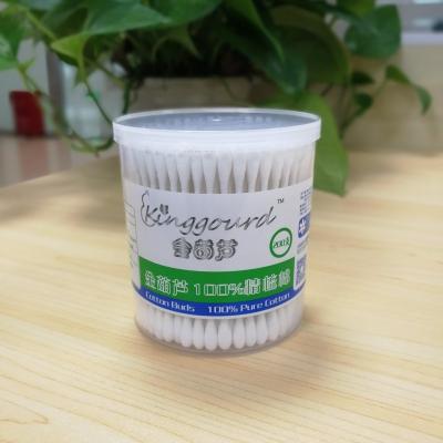 China Cotton + 100pcs Professional Medical Cotton Swab Paper Cotton Buds In Round Rectangle Box Double Tips Customized for sale