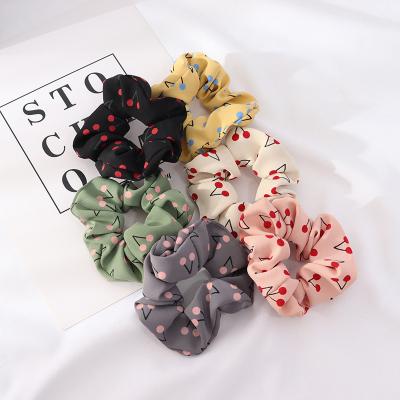 China Sweet Cute Girls Cherry Print Elastic Band Hair Scrunchies Hair Accessories for sale