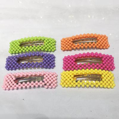 China free shipping women girls fashion korea gold silver hair clip handmade colorful neon pearl hair clip for sale