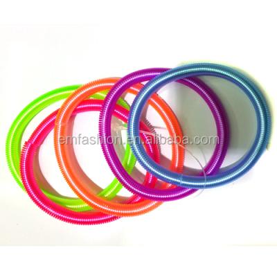 China Wholesale Neon Plastic Ponytail Elastic Holders Spring Color Telephone Wiring Thin Plastic Hair Band for sale