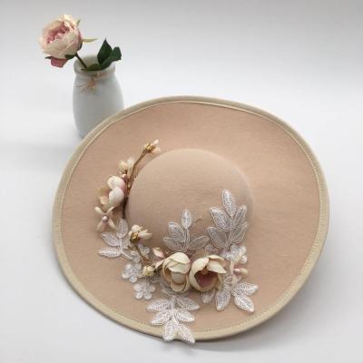 China High Quality Picture Ladies Flower Fashion Wide Leg Hat For Women Party Elegant Church Hat for sale