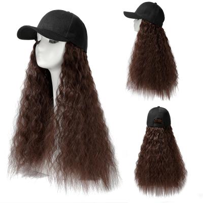 China COMMON Wigs With Long Deep Wave Hair Cap Baseball Cap With Wig for sale