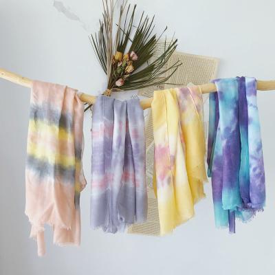 China New Arrival Women Promotional Ladies Colorful Handmade Tie Dye Retro Scarf Shawl for sale