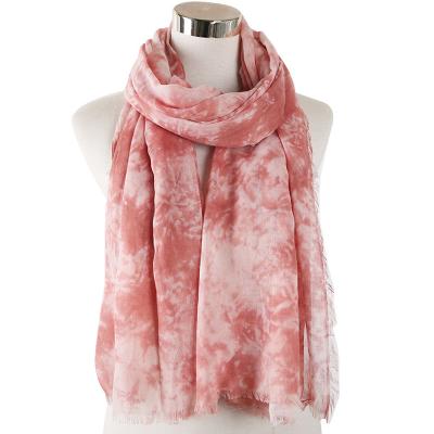 China New Arrival Women Ladies Retro Cotton Promotional Tassel Edge Handmade Tie Dye Scarf Shawl for sale