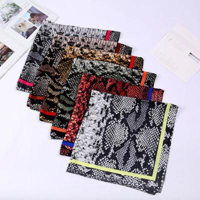 China Wholesale 70*70cm Animal Skin Snake Print Satin Neck Scarf Polyester Small Square Scarf Silk Neckerchief for sale