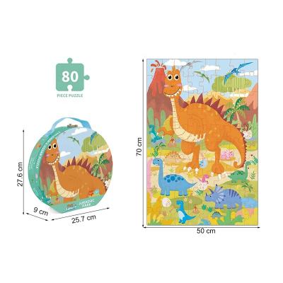 China 80 PCS Jigsaw Puzzle HUADA 2021 Kids Gift 80PCS Cartoon Hoof Assemble DIY Dinosaur Animals Jigsaw Puzzles For Children for sale