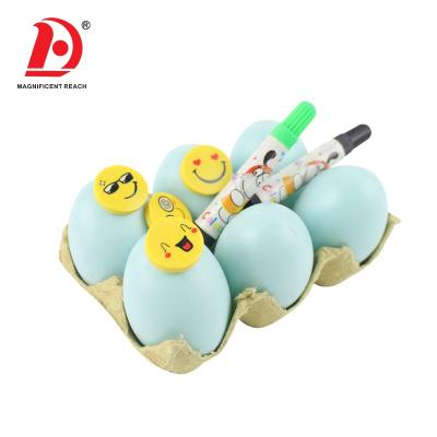 China 2021 HUADA 2021 Plastic DIY Egg Shell Drawing Toys Educational Hand Painted Egg with Paint Pens and Rubber Expression for sale