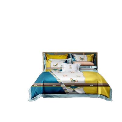 China Sustainable Luxury Family 100% Cotton 4pcs Knitted Jersey Bedding Sets Knitted Sheet Set for sale