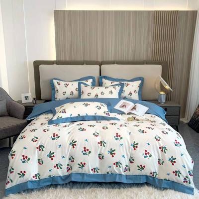 China Cherry Print Korean Style Modern Folded 4 Piece Bedding Set for sale