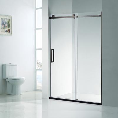 China Normal; Easy clean glass; Anti-blast Wired Matte Satin Black Frame 304 SS Soft Narrow Sliding Tempered Glass Glass Shower Door for sale