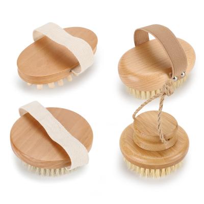 China All Natural Wholesale Abeis Sisal Wooden Bamboo Bristle Exfoliating Dry Skin Shower Body Soft Back Brush With Massager Scrub Bodybrush for sale