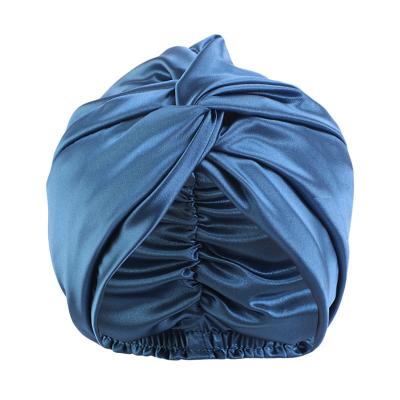 China New Design Light Casual African Simple Candy Color Abeis Hair Women Sleep Cap Elastic Satin Striping Chemotherapy Wide Hoods for sale