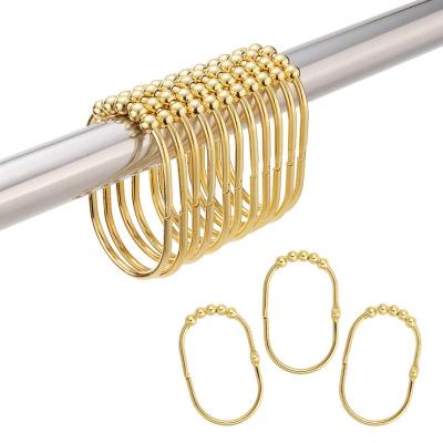 China Abeis 12 Stainless Steel Shower Curtain Rings Resin Stocked C Shower Hooks For Bathroom Shower Rods Curtains for sale