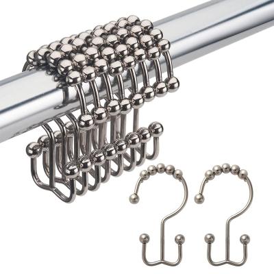 China Stocked Ring Metal Curtain Rod Bathroom Shower Curtain Hooks Abeis Bathroom Shower Curtain Accessories for sale