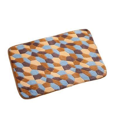 China Soft Coral Velvet Offset Printing Bathroom Mat Bathtub Side Carpet Sustainable Non-Slip Absorbent Bathroom Mat Accessories for sale