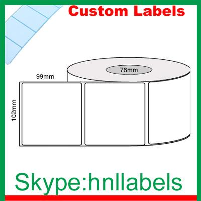 China Custom Thermal Label 102mmX99mm/1 Plain D/Thermal Roll Removable, 1,500Lpr 76mm core for sale