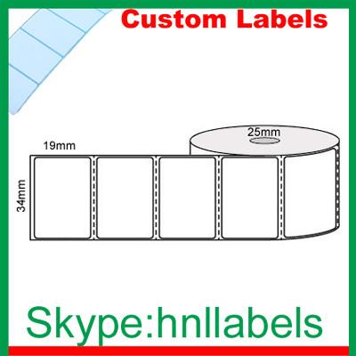 China Custom Thermal Label 40mmX15mm/1 Plain D/Thermal Roll Permanent, 1,000Lpr, 25mm core for sale