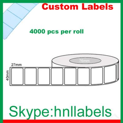 China Thermal Transfer Labels 40mmX27mm/1 Plain Transfer Roll Perm, 4,000Lpr, 76mm core for sale