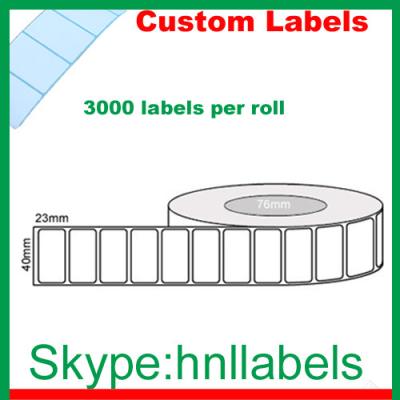 China Thermal Transfer Labels 40mmX23mm/1 Plain Transfer Roll Perm, 3,000Lpr, 76mm core for sale