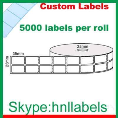 China Thermal Transfer Labels 25mmX23mm/2 Plain Poly Roll Permanent, 5,000Lpr, 25mm core for sale